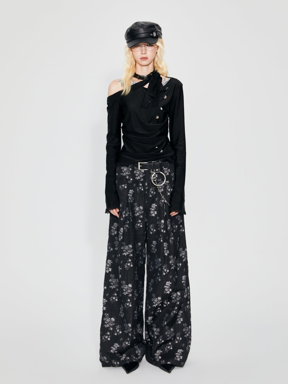 Wide leg floral satin Pants