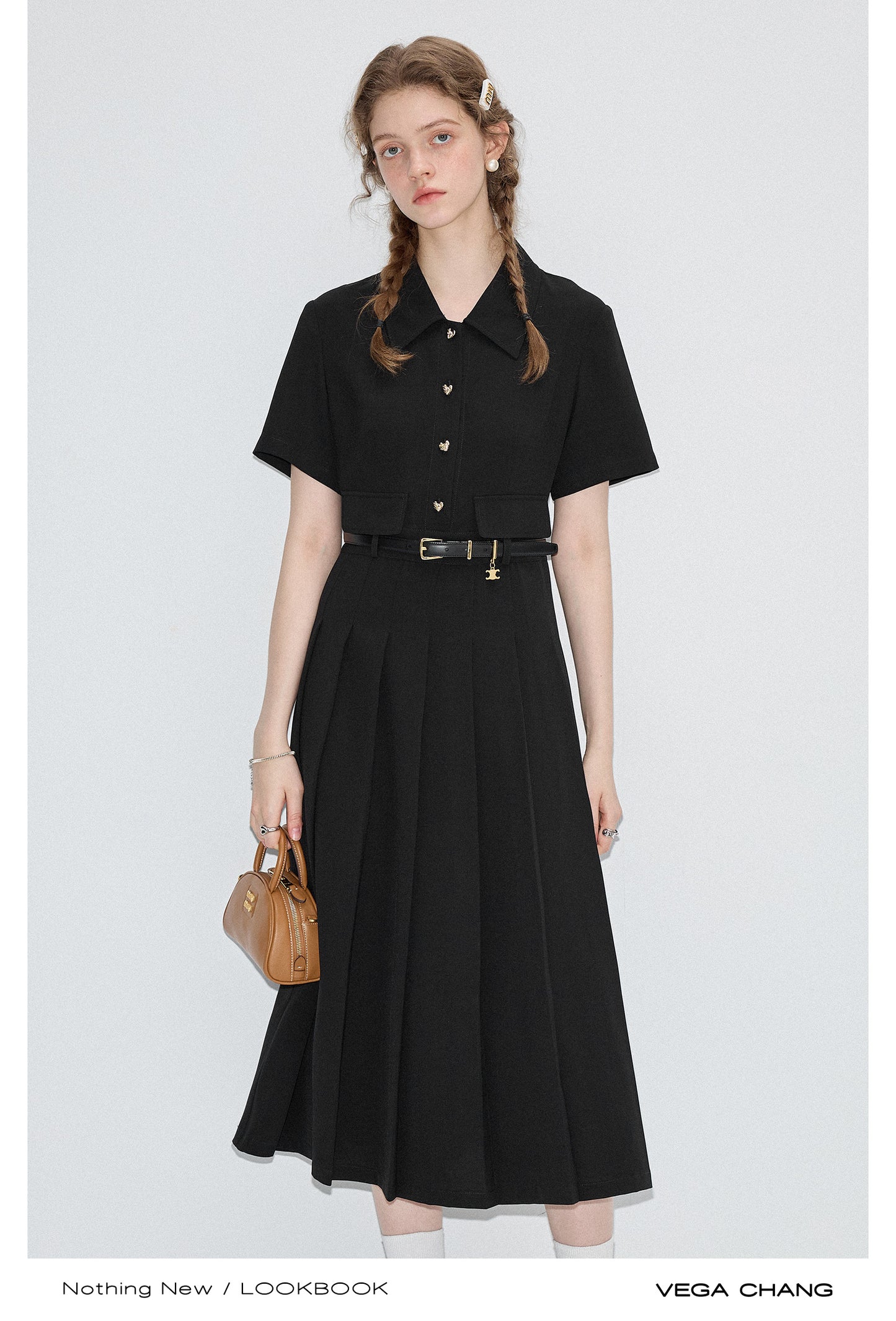 Pleated shirt dress