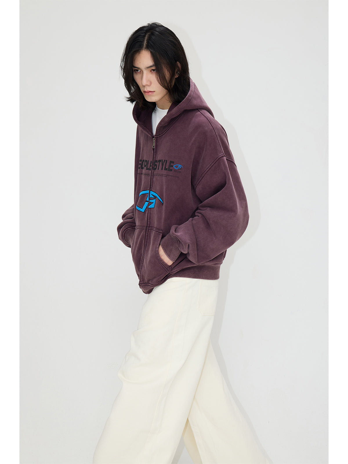 Loose Fit Zip Logo Hoodie