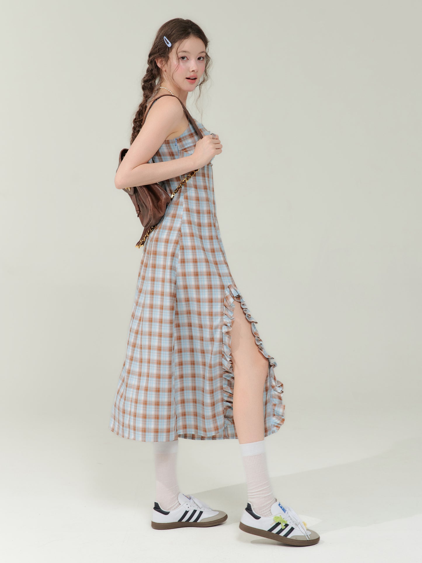 Retro design check dress