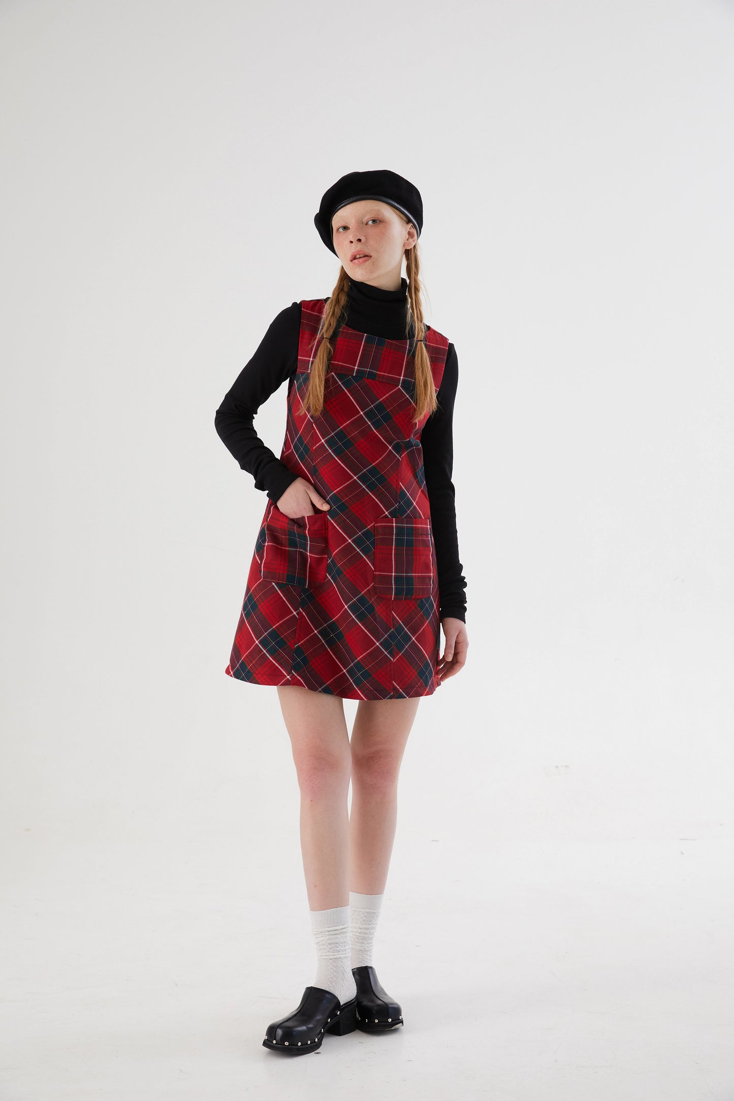 Girly Plaid A-line Vest Dress