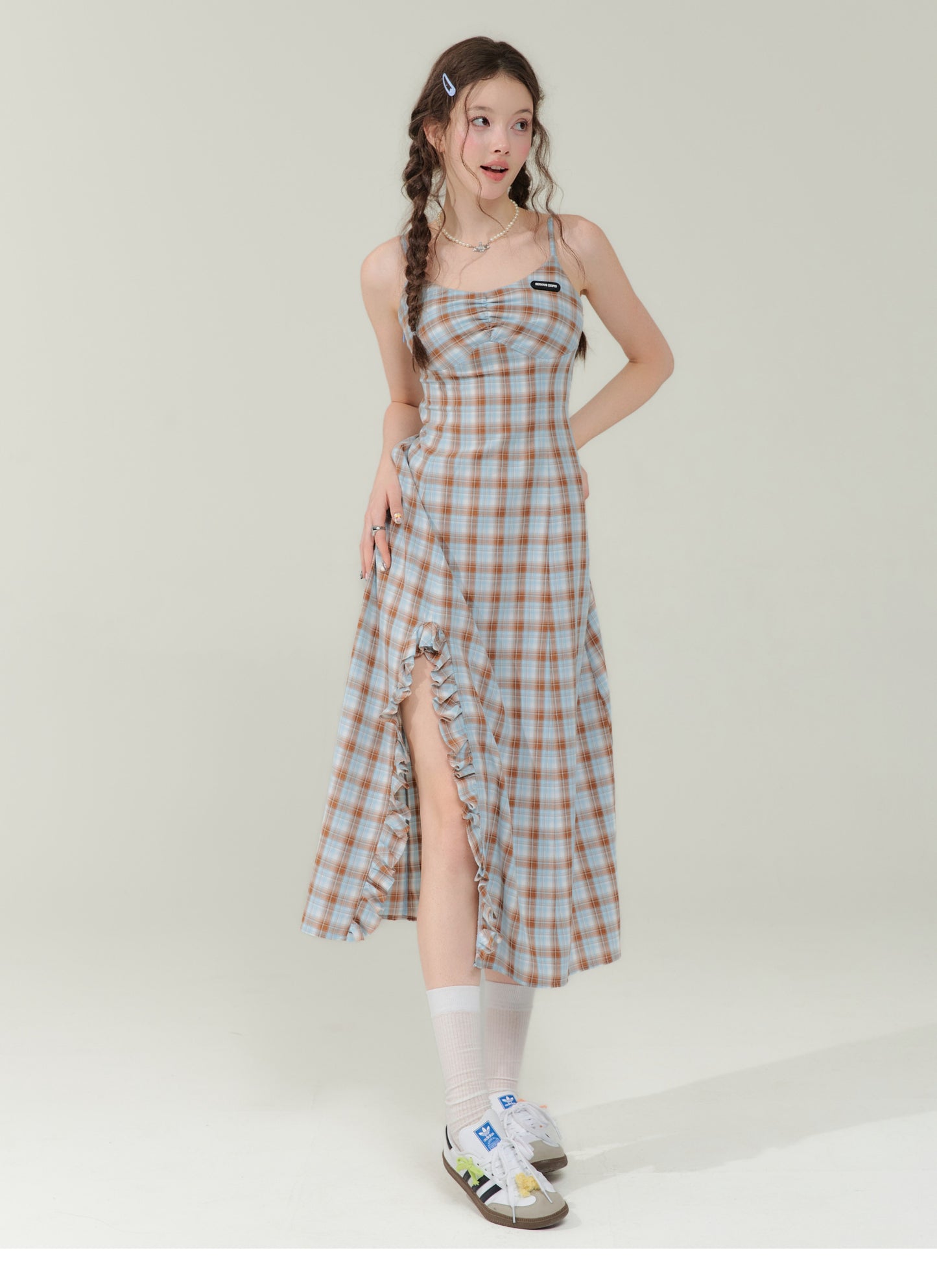 Retro design check dress