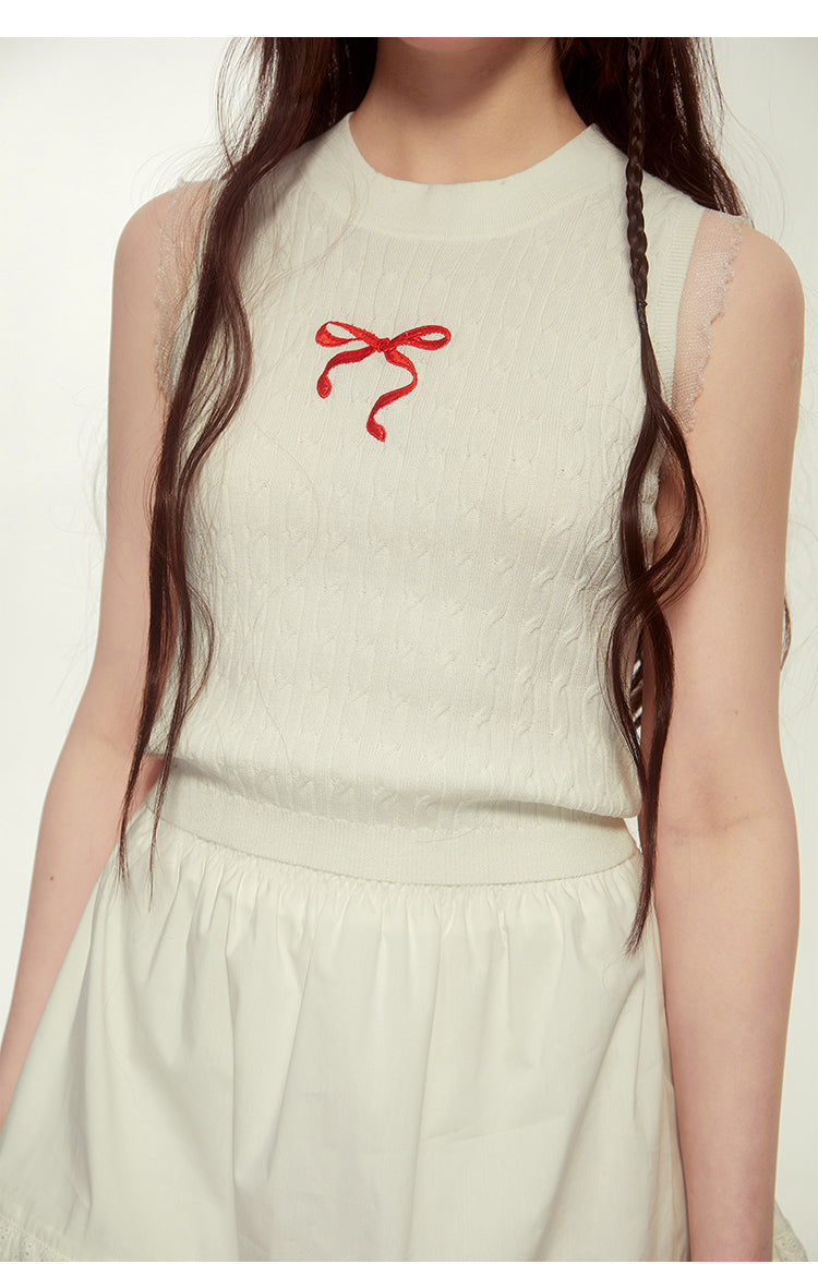 Ribbon Knit Sleeveless Shirt