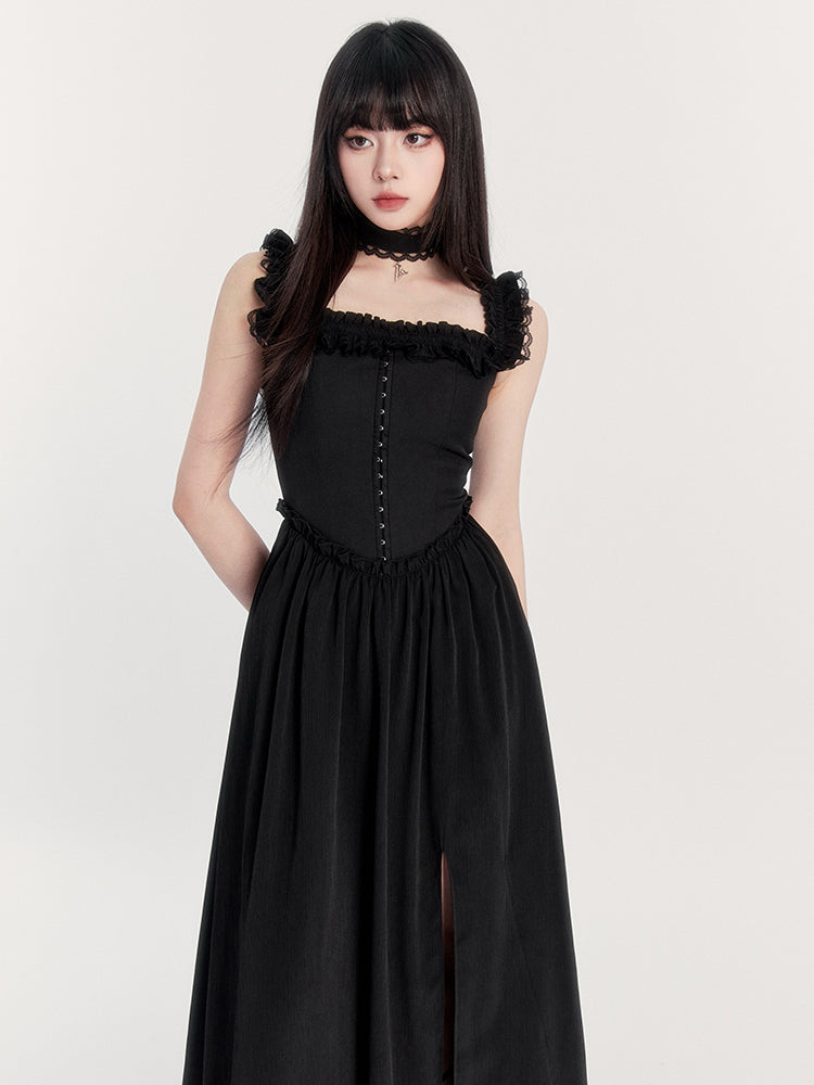 Pleated Suspender Skirt