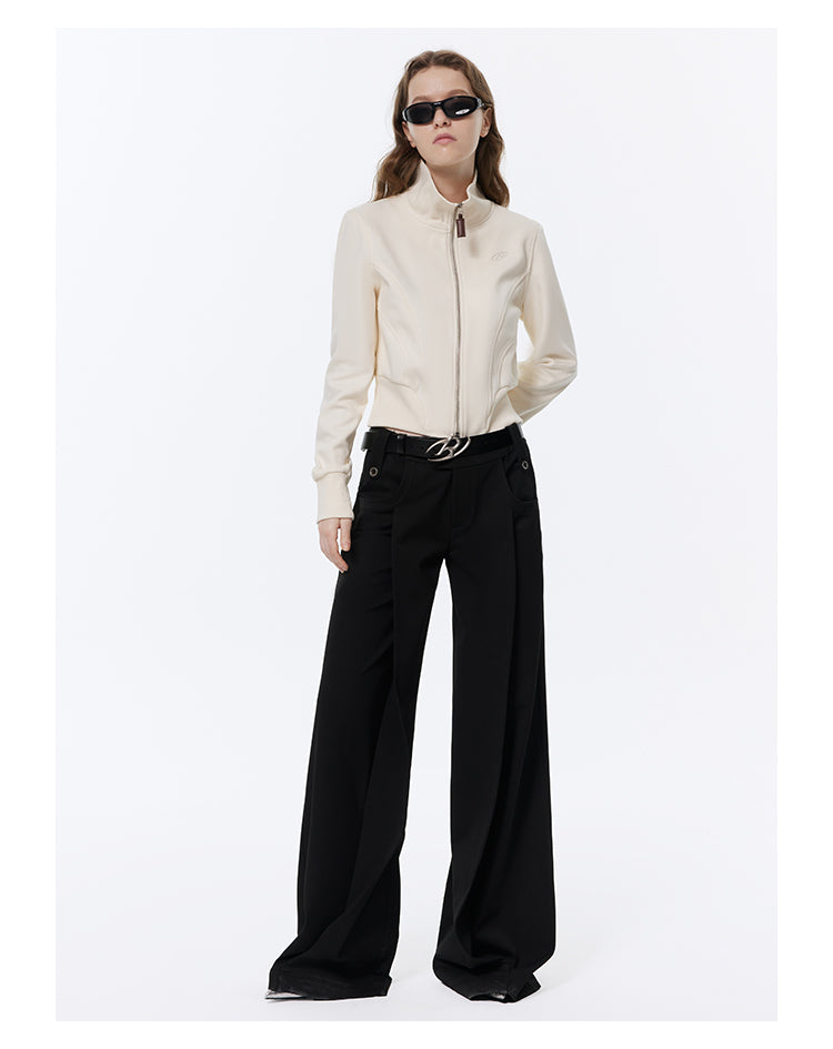 loose straight wide leg suit pants