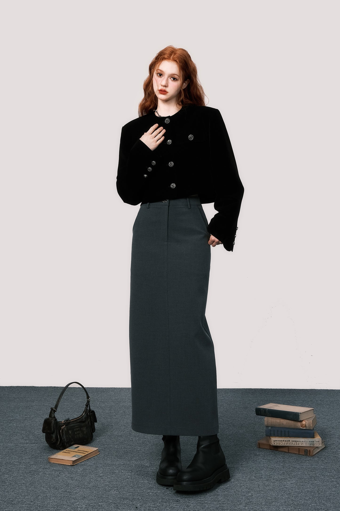 Slim Fit A-Line Long Skirt