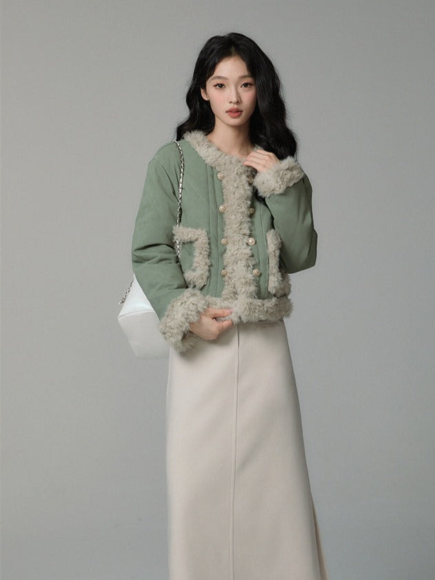 Green small fragrance style short jacket