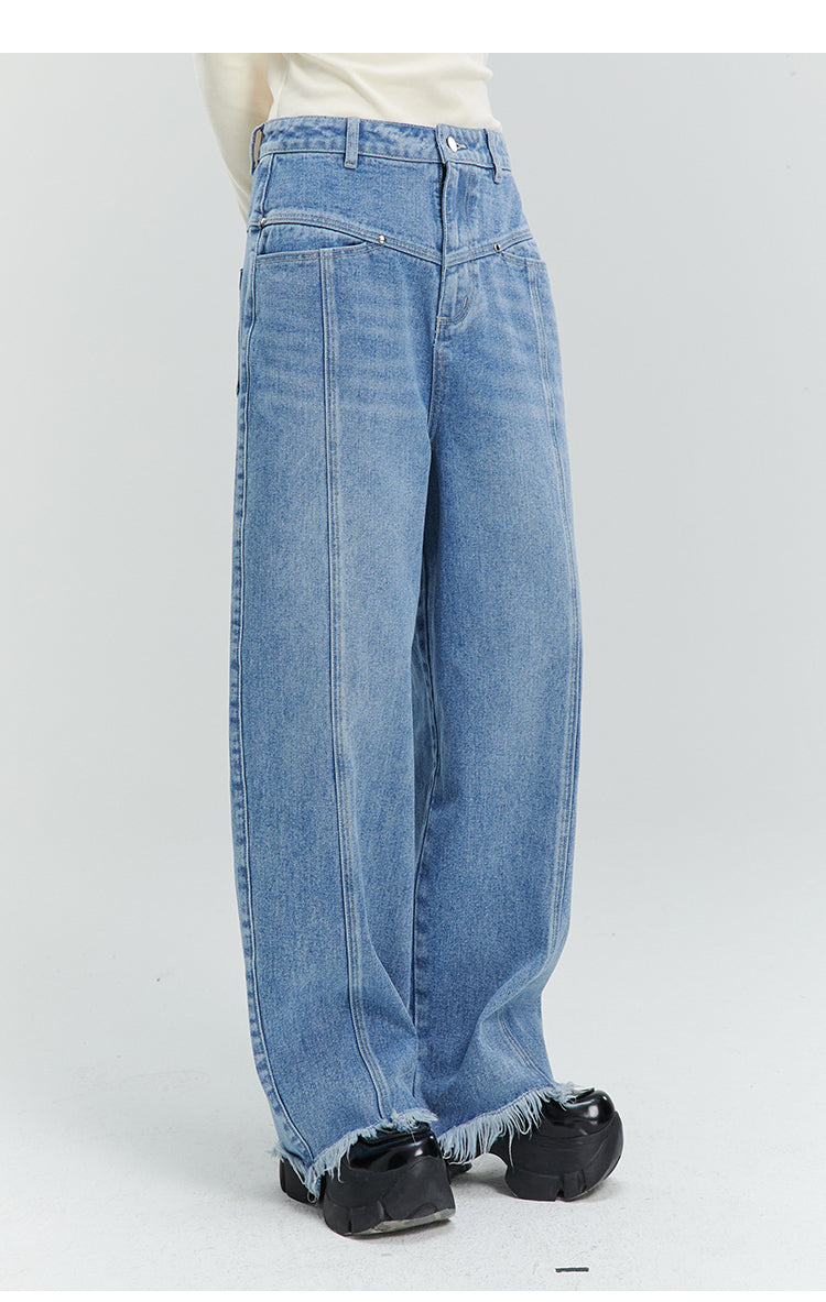 Loose Straight Washed Denim Pants