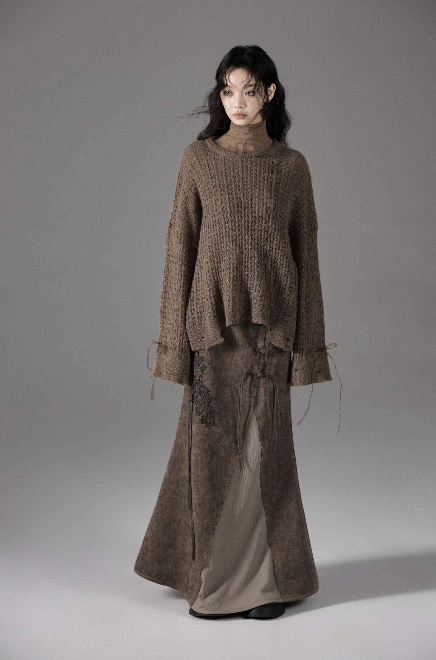 Mountain Smoke Mohair Perforated Loose Sweater