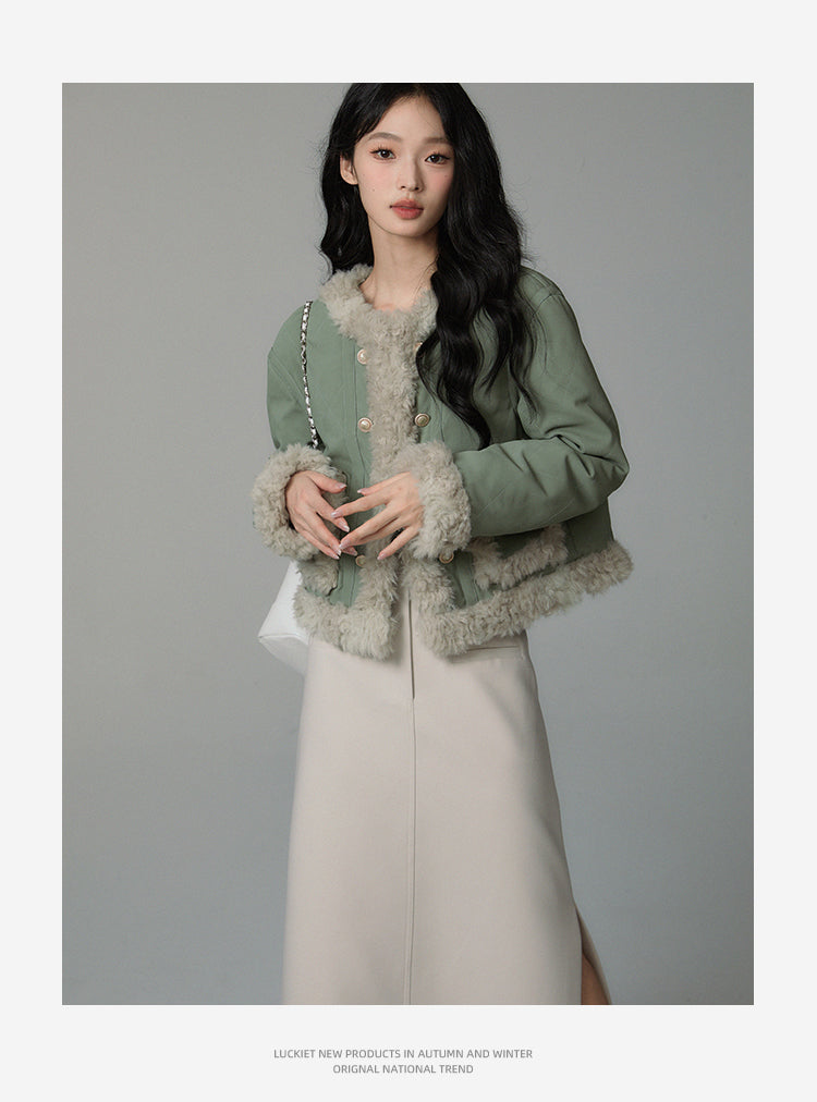 Green small fragrance style short jacket