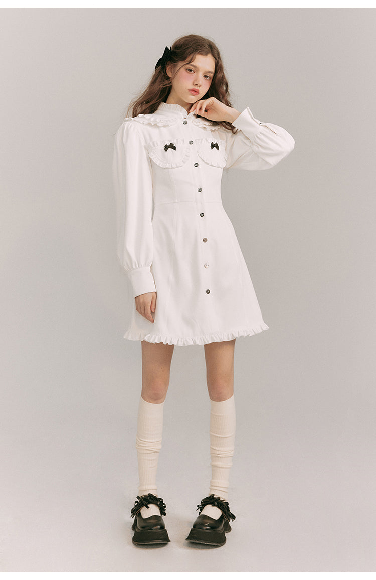 French Girly Slim Fit Shirt Dress