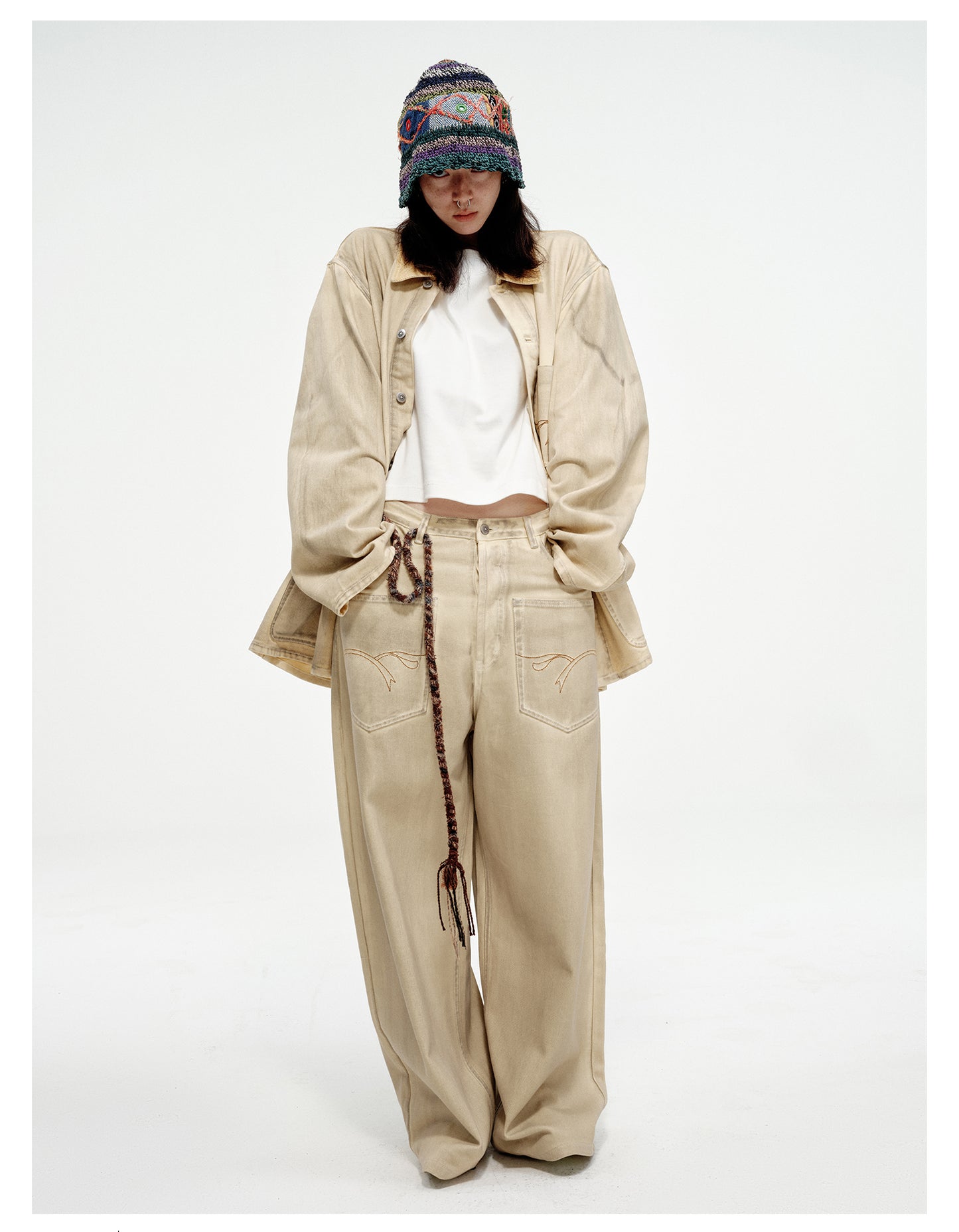 Patch Pocket Loose Wide Leg Pants