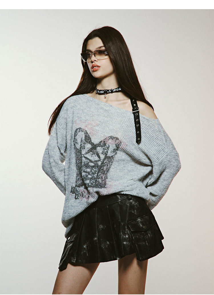 Shoulder-Viewing Printed SweaterWool Sweater