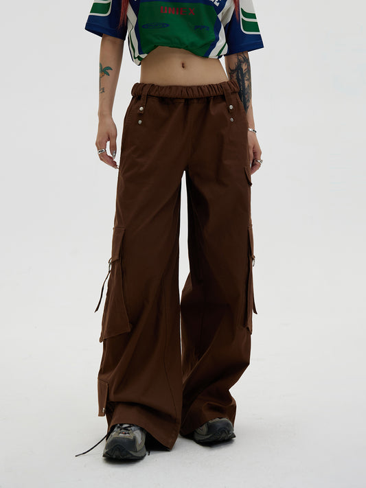 Loose straight multi-pocket pants