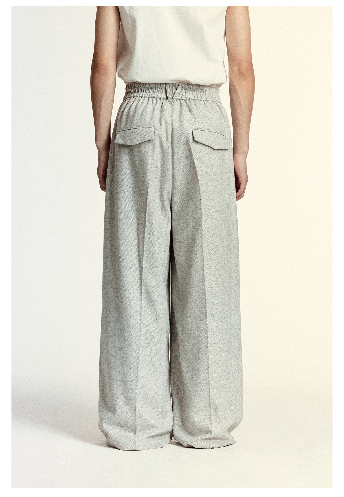 Wool-blend tweed wide pants