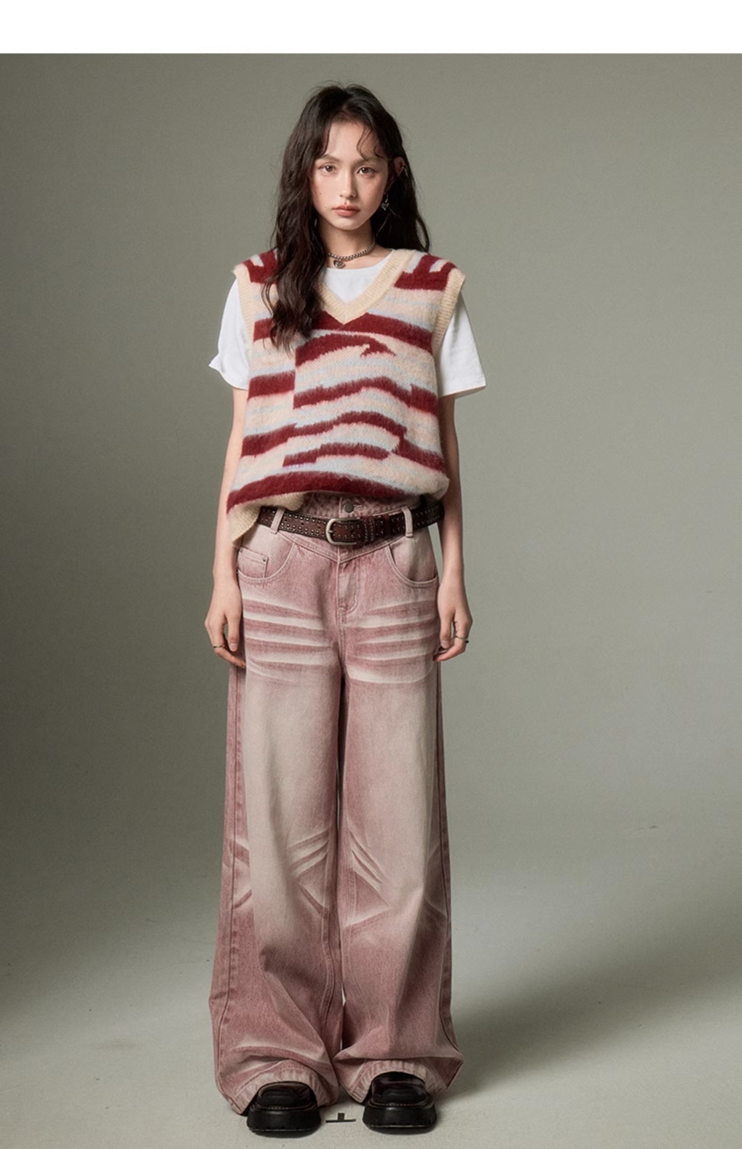 American retro gradation denim pants