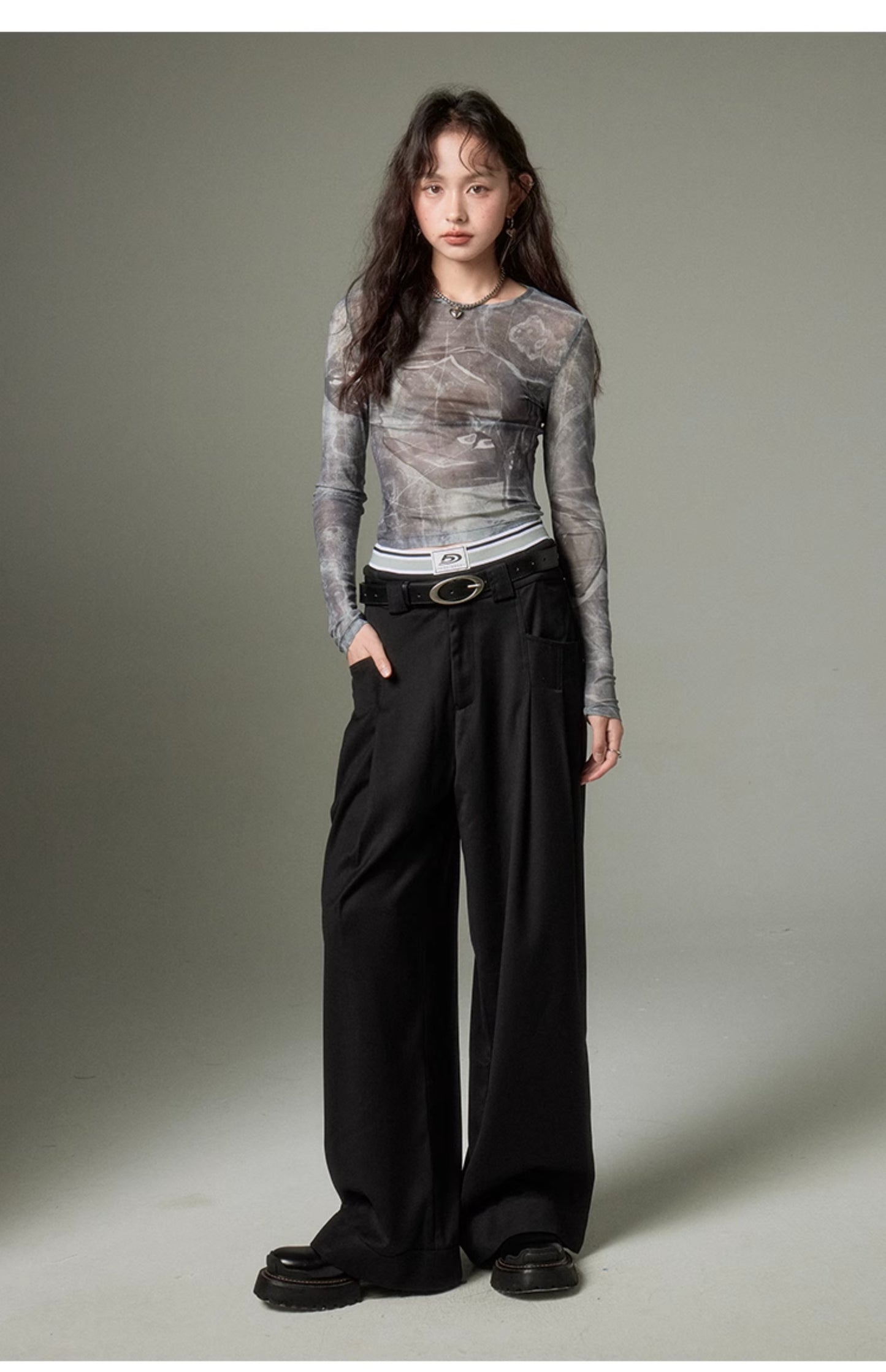 Wide Straight Slacks Pants