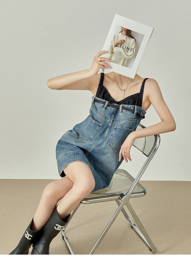 Denim Suspender Dress