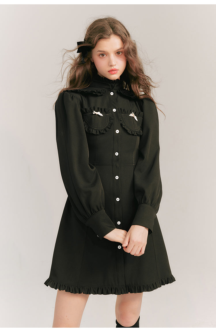 French Girly Slim Fit Shirt Dress