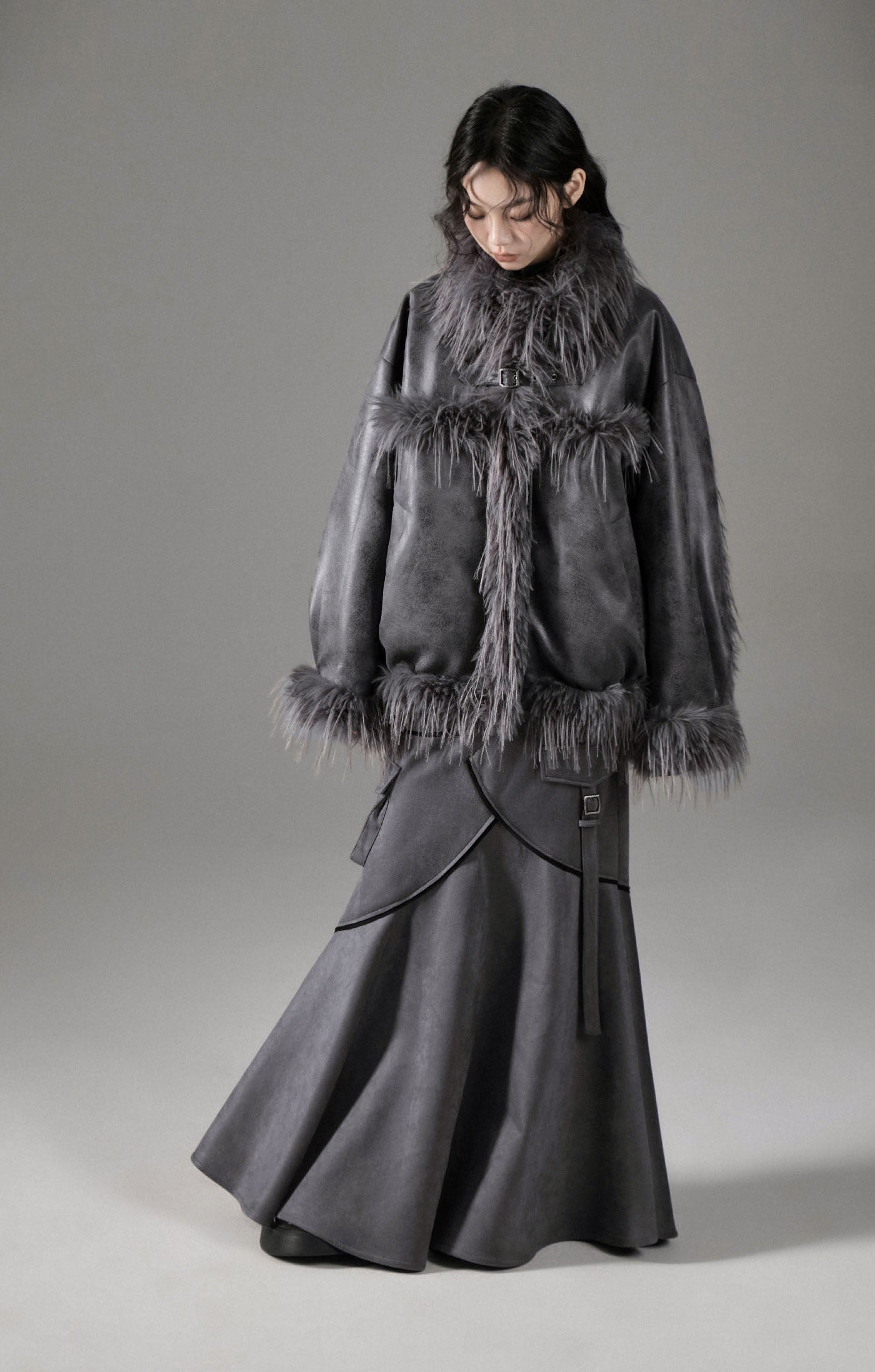 Island Plush Splice Suede Fur Jacket