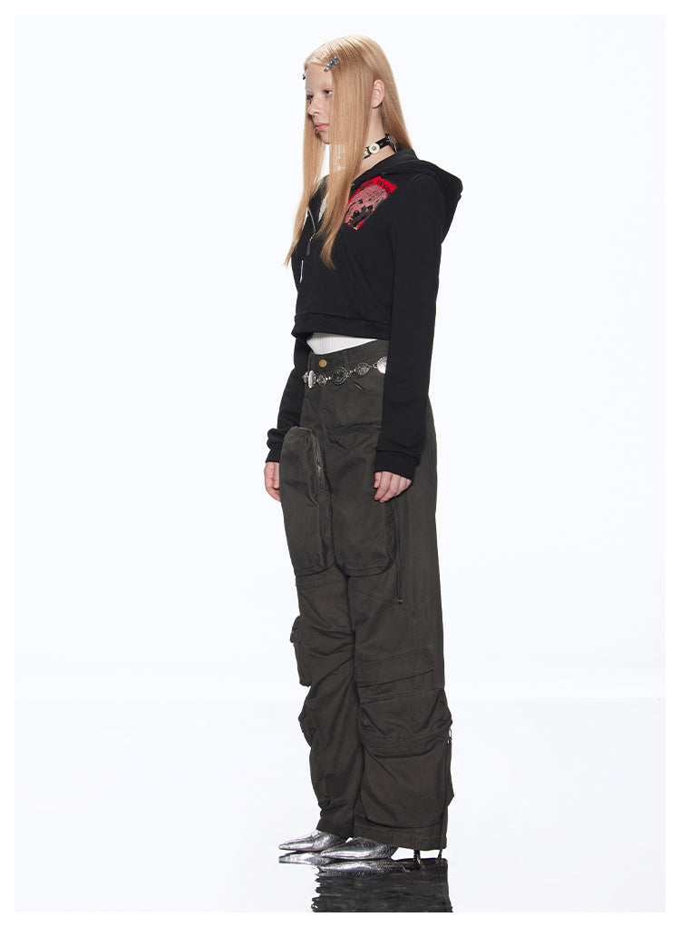 Loose Fit American Retro Multi Pocket Cargo Pants