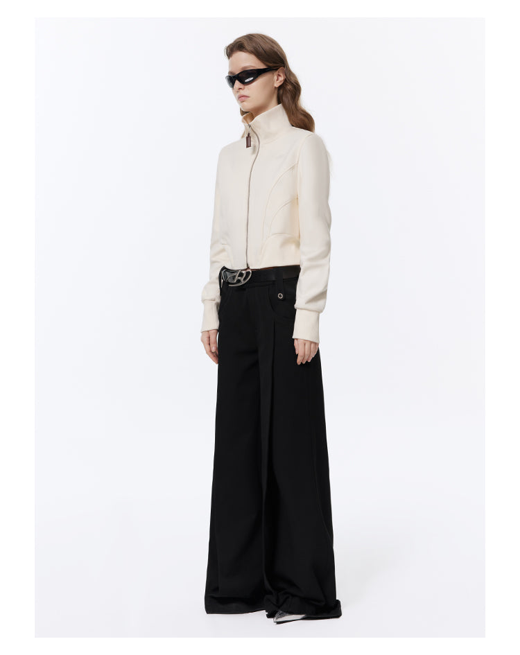 loose straight wide leg suit pants