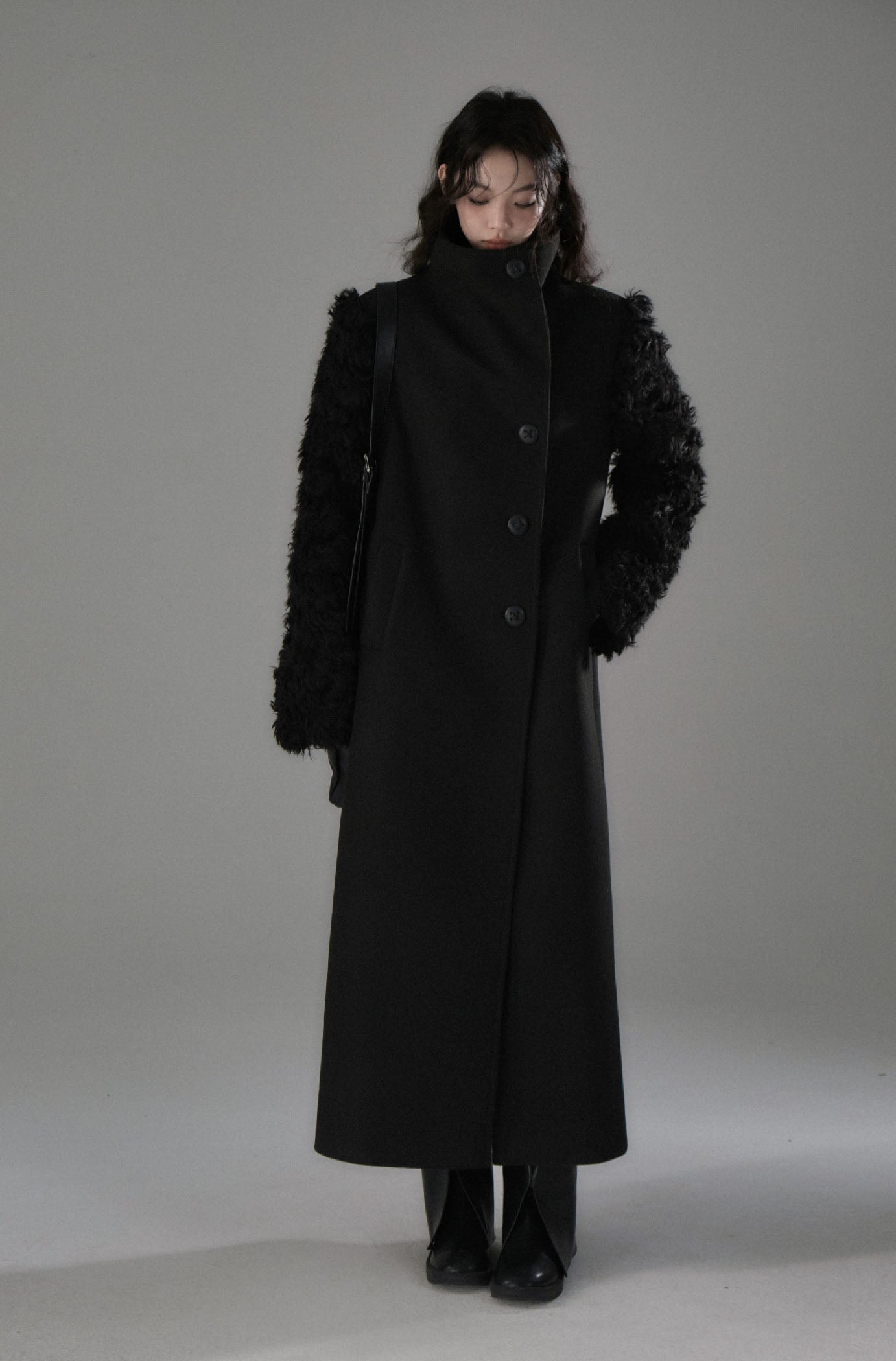 plush splice wool coat