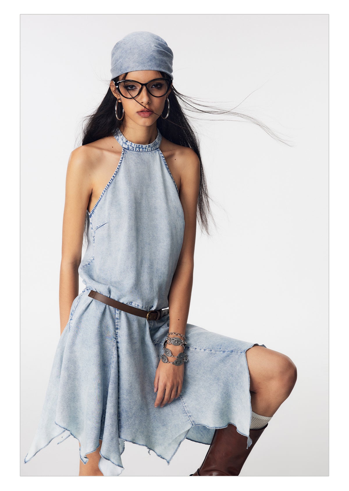 Irregular denim dress