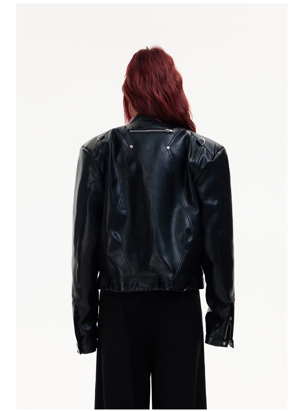 Shoulder Padded Leather Jacket