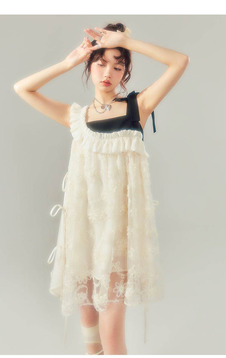 Original Design Ruffle Suspender One-piece