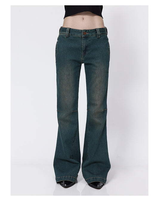 Slim straight retro flare denim pants