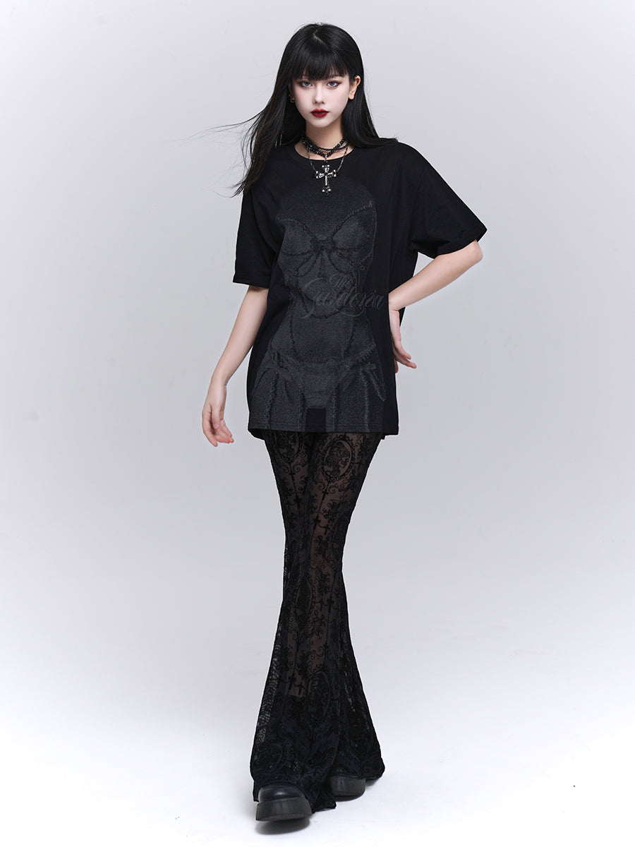 Gothic Style Micro Flared Pants