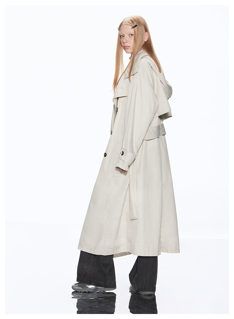 Big Silhouette Hooded Trench Coat