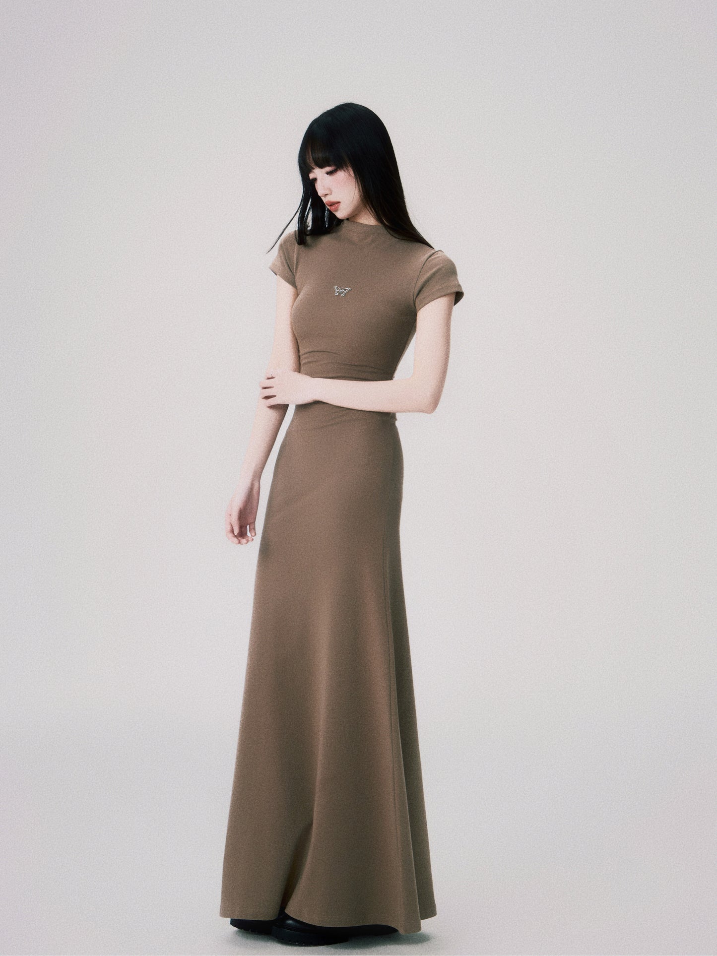 Slim fit long high-end knit dress