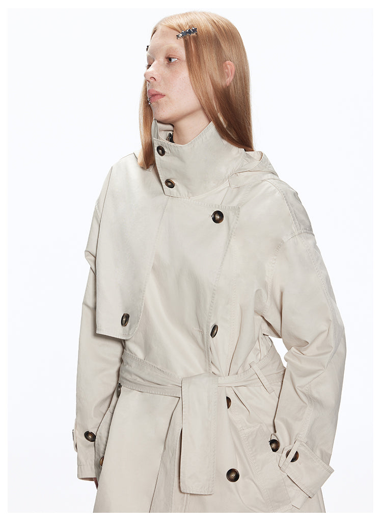 Big Silhouette Hooded Trench Coat