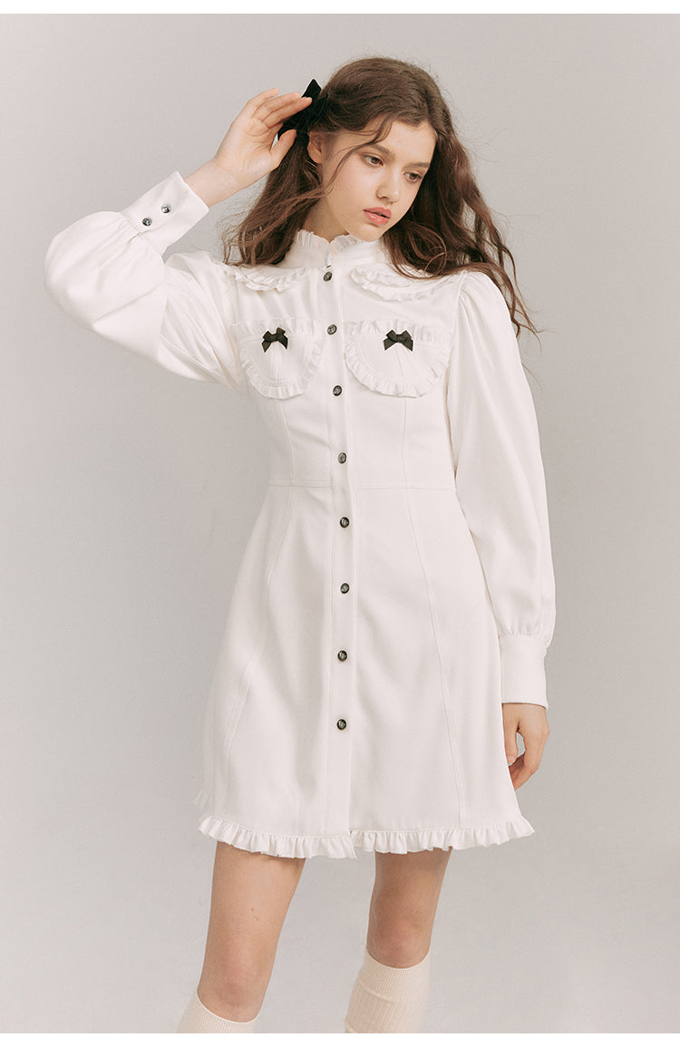 French Girly Slim Fit Shirt Dress