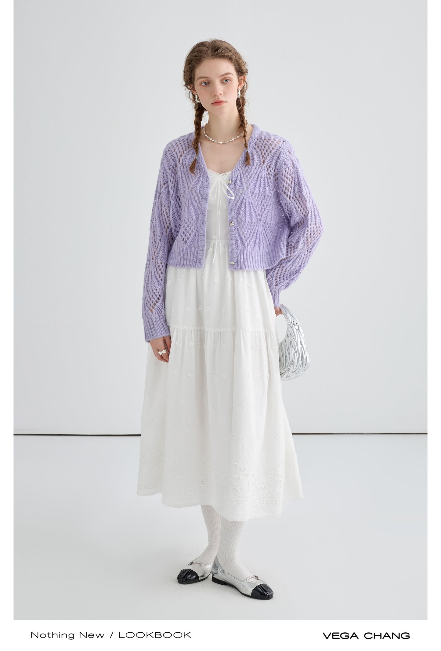 Heavy Jacquard Suspender Skirt and Cardigan