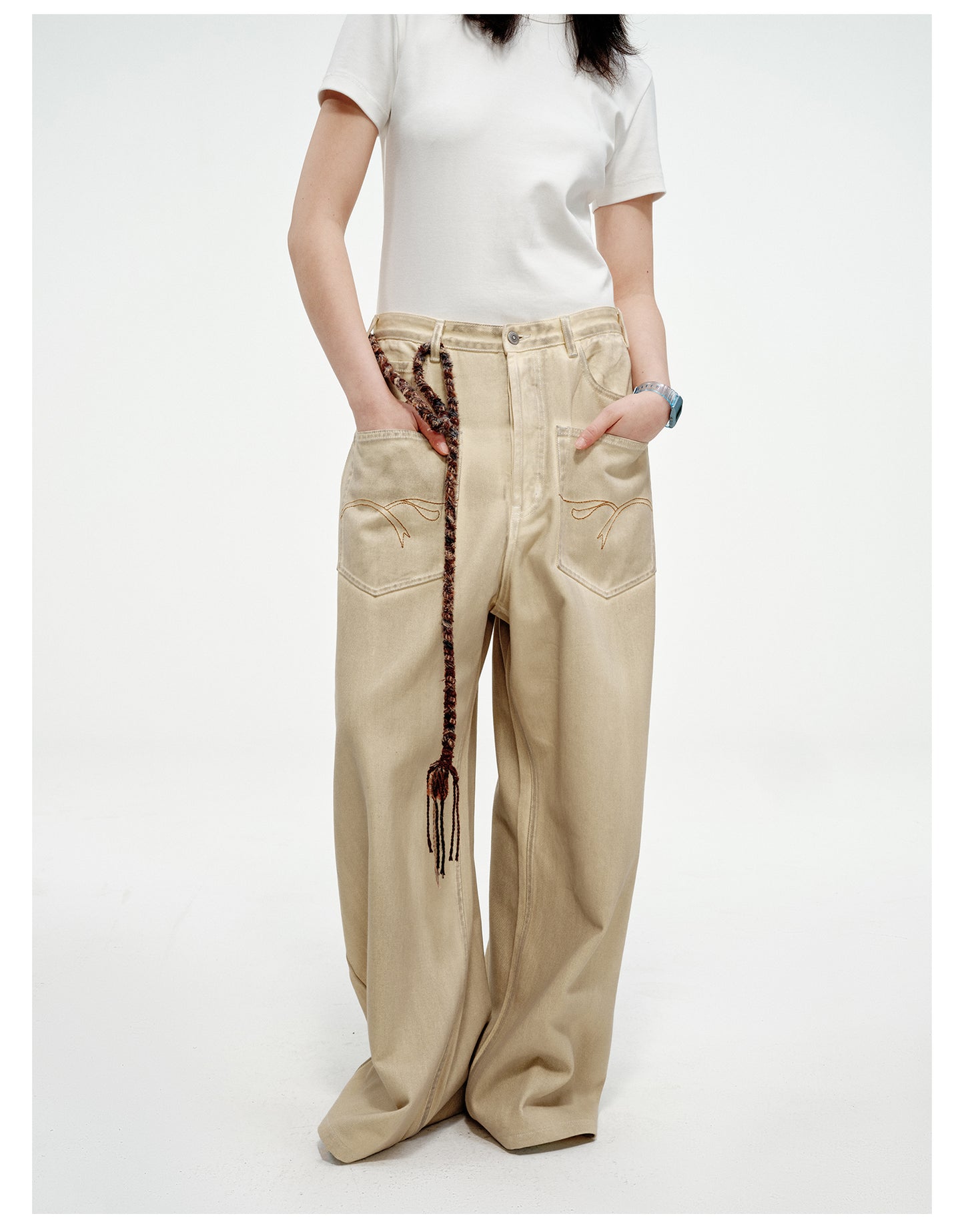 Patch Pocket Loose Wide Leg Pants