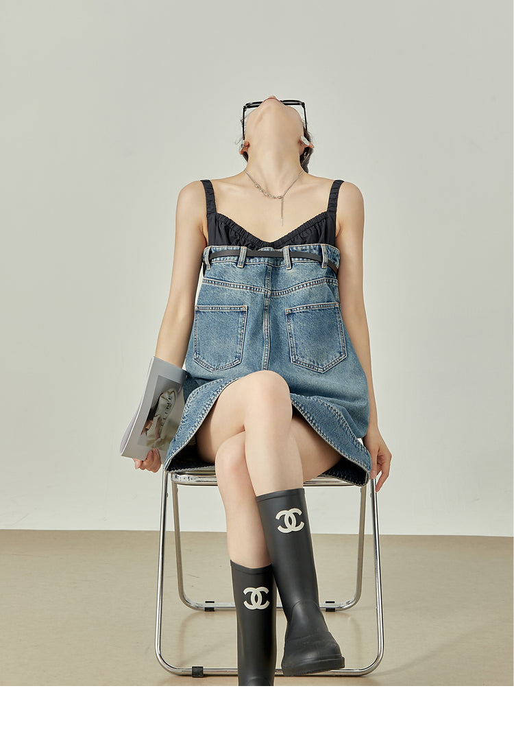 Denim Suspender Dress