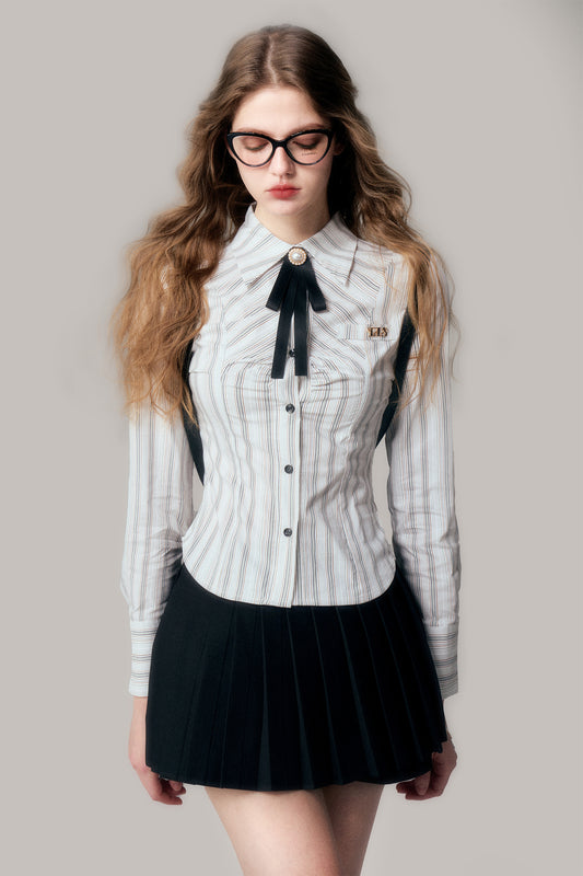 Slim Fit Waist Shape Stripe Shirt