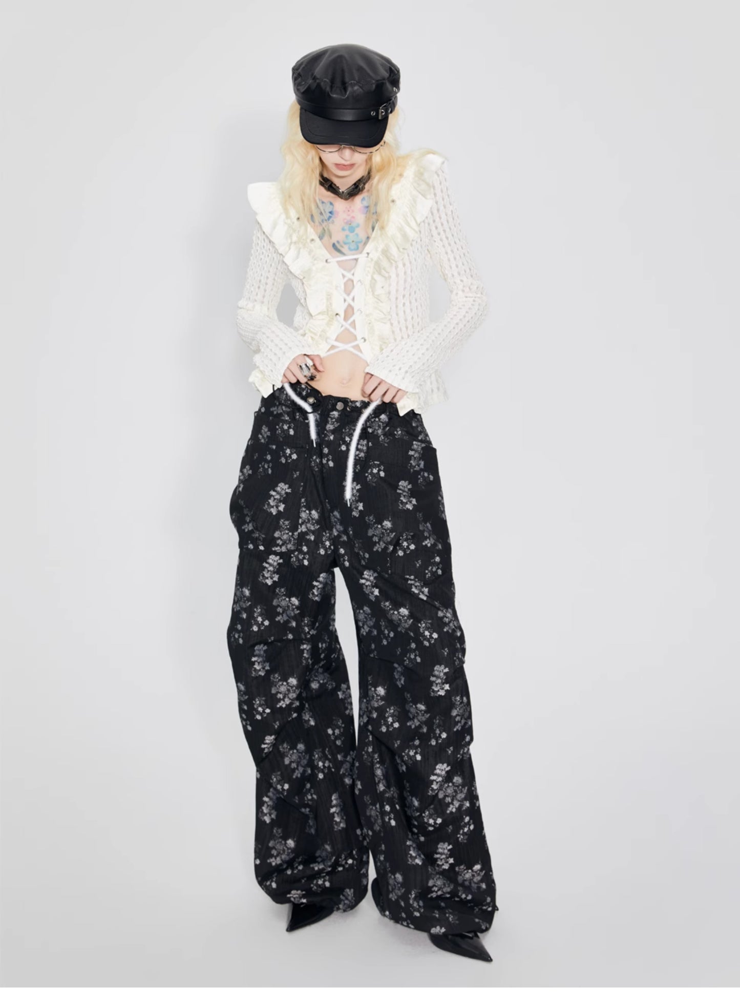 Wide Leg Floral Parachute Pants