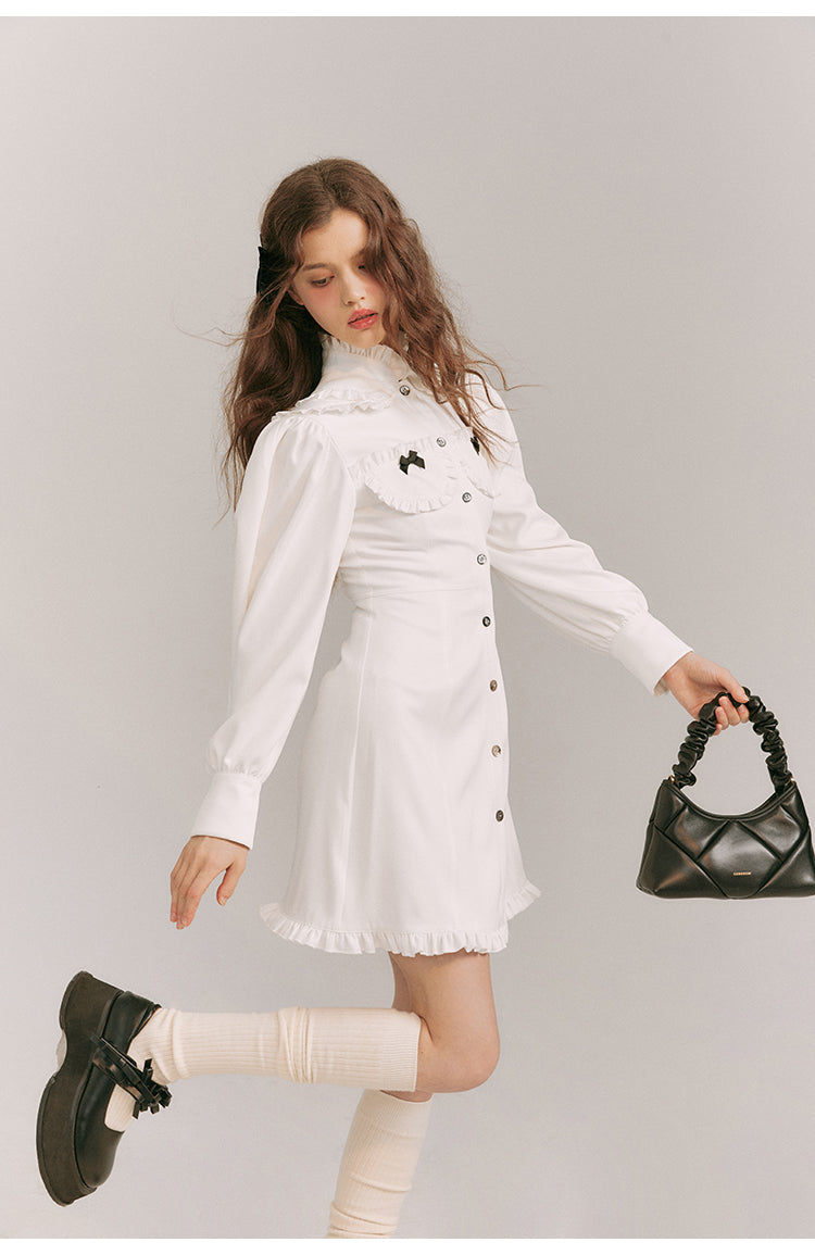 French Girly Slim Fit Shirt Dress