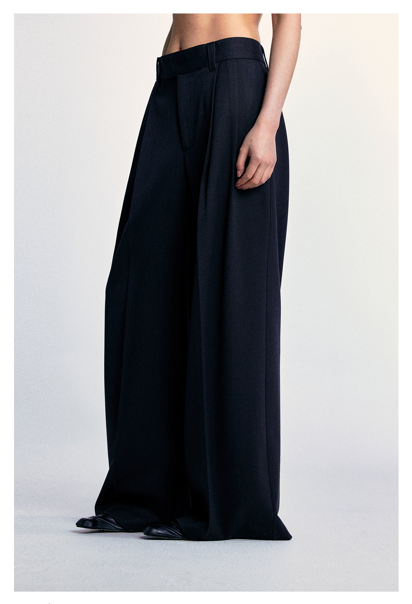 Blended Wool Straight Waist Wide Leg Pants