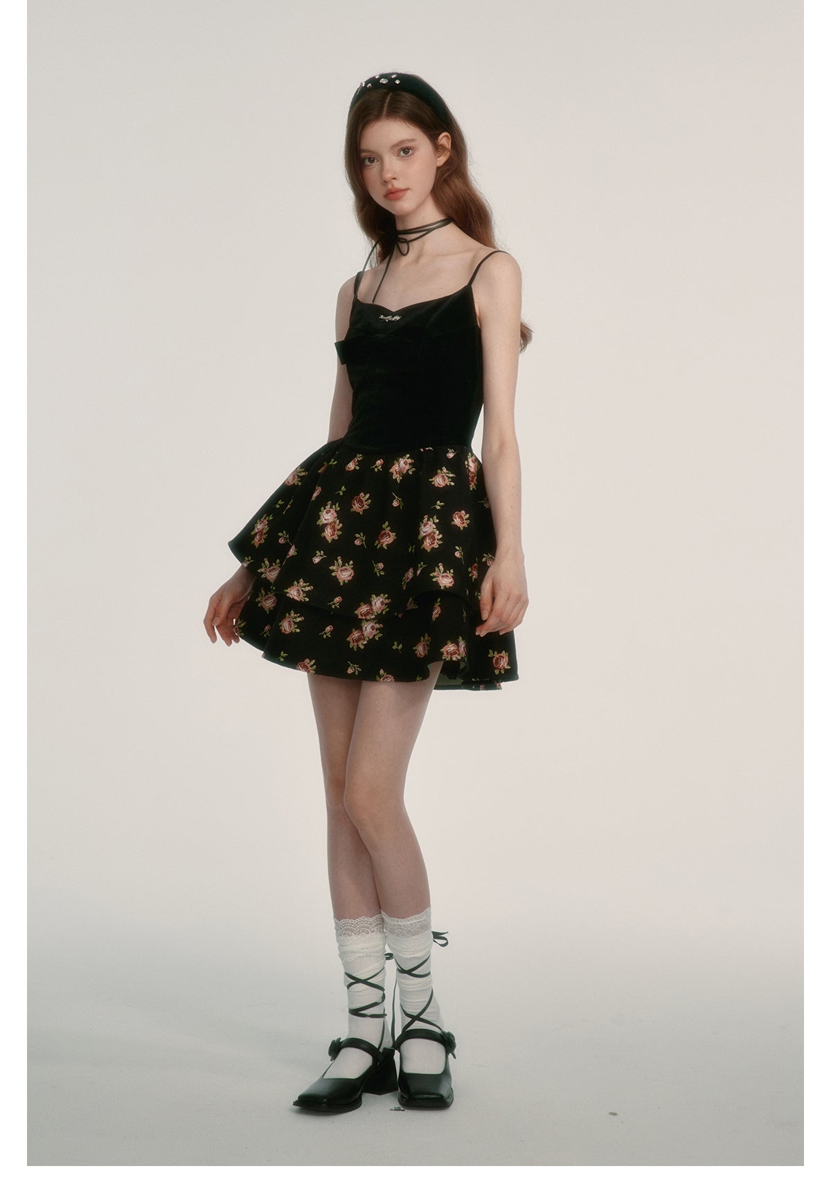 Retro skirt suspender dress