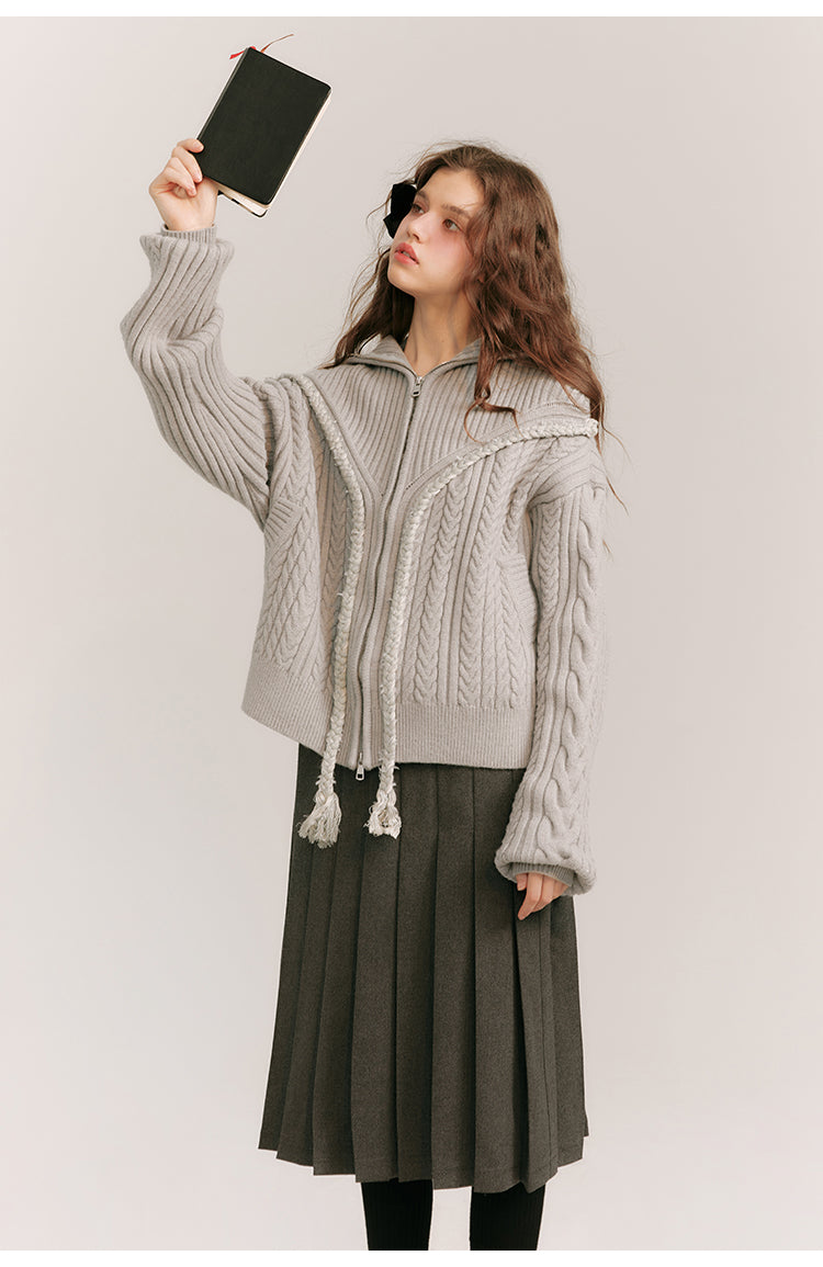 Loose Fit Front Zip Knit