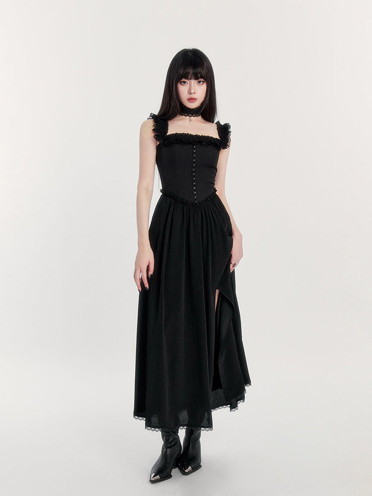 Pleated Suspender Skirt