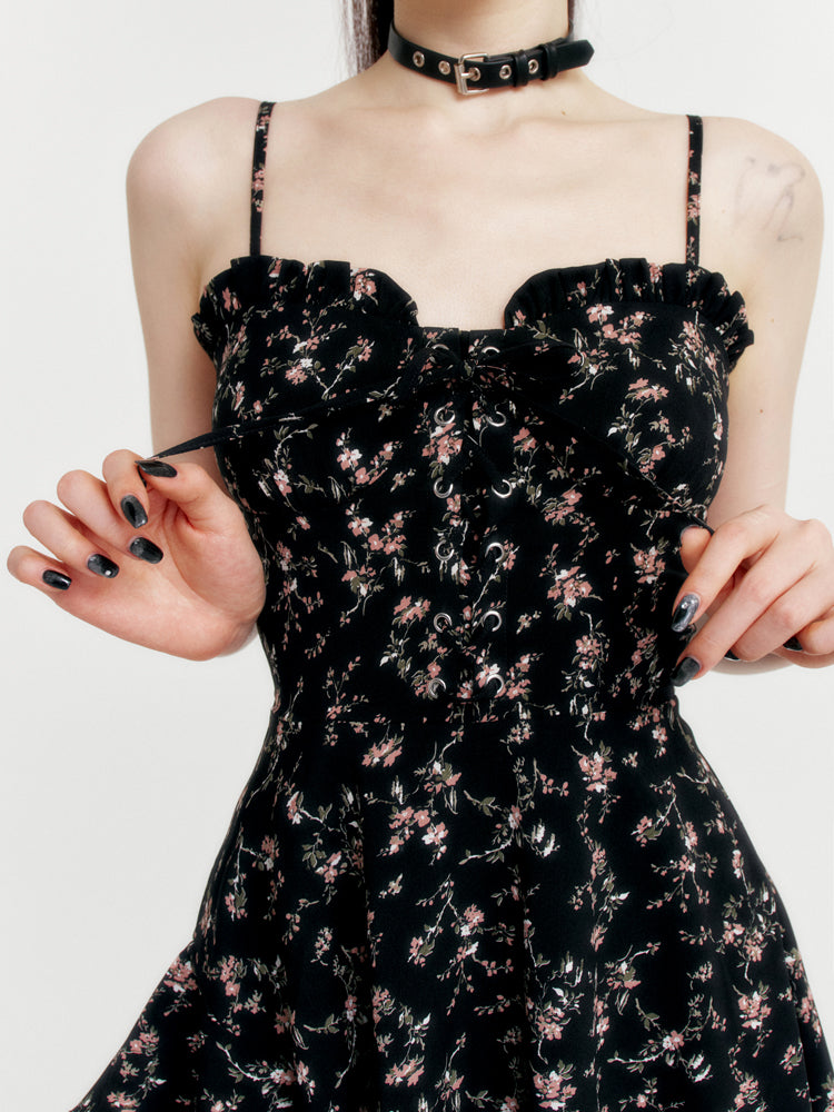 Floral Slim Suspender Dress