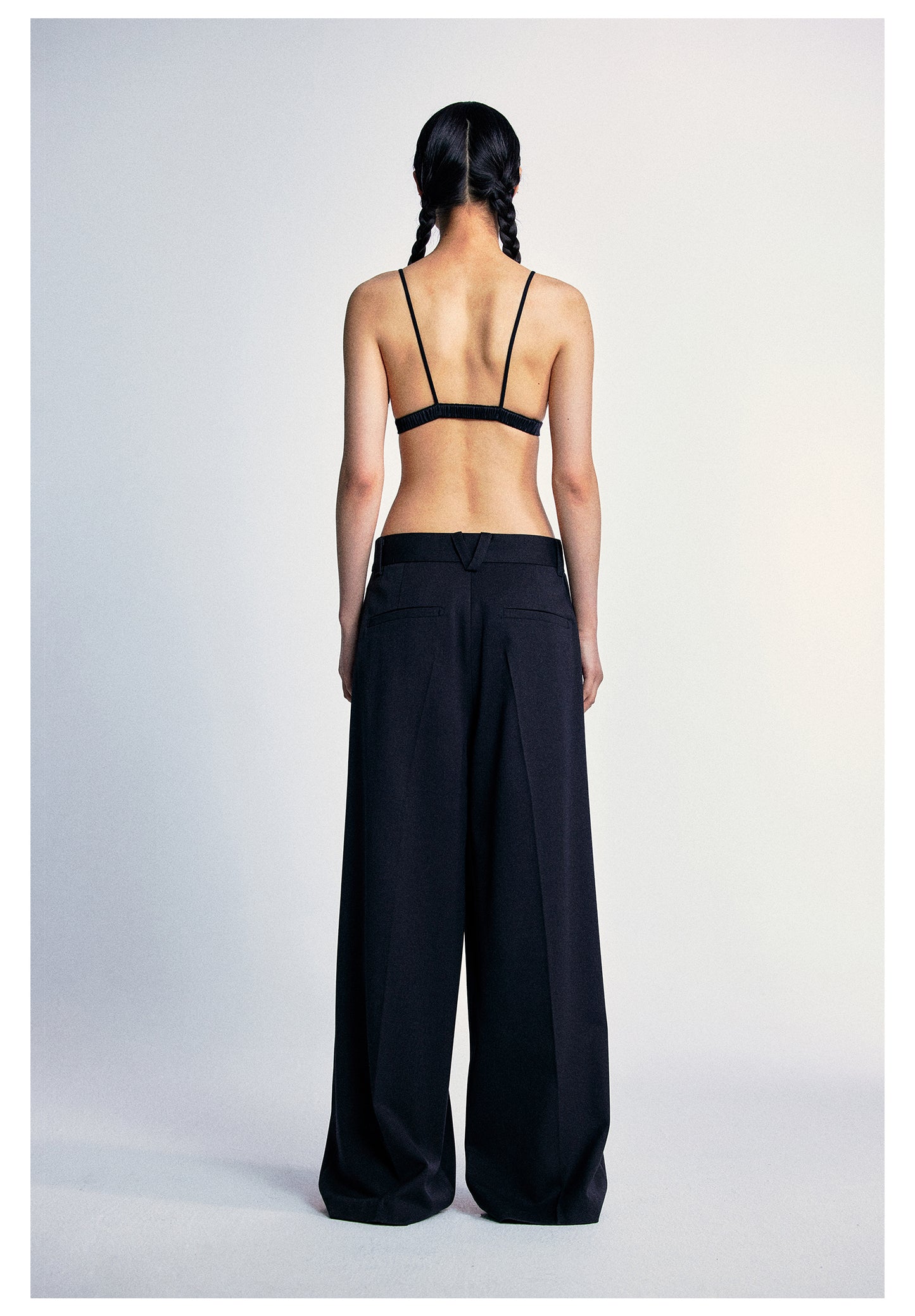 Blended Wool Straight Waist Wide Leg Pants