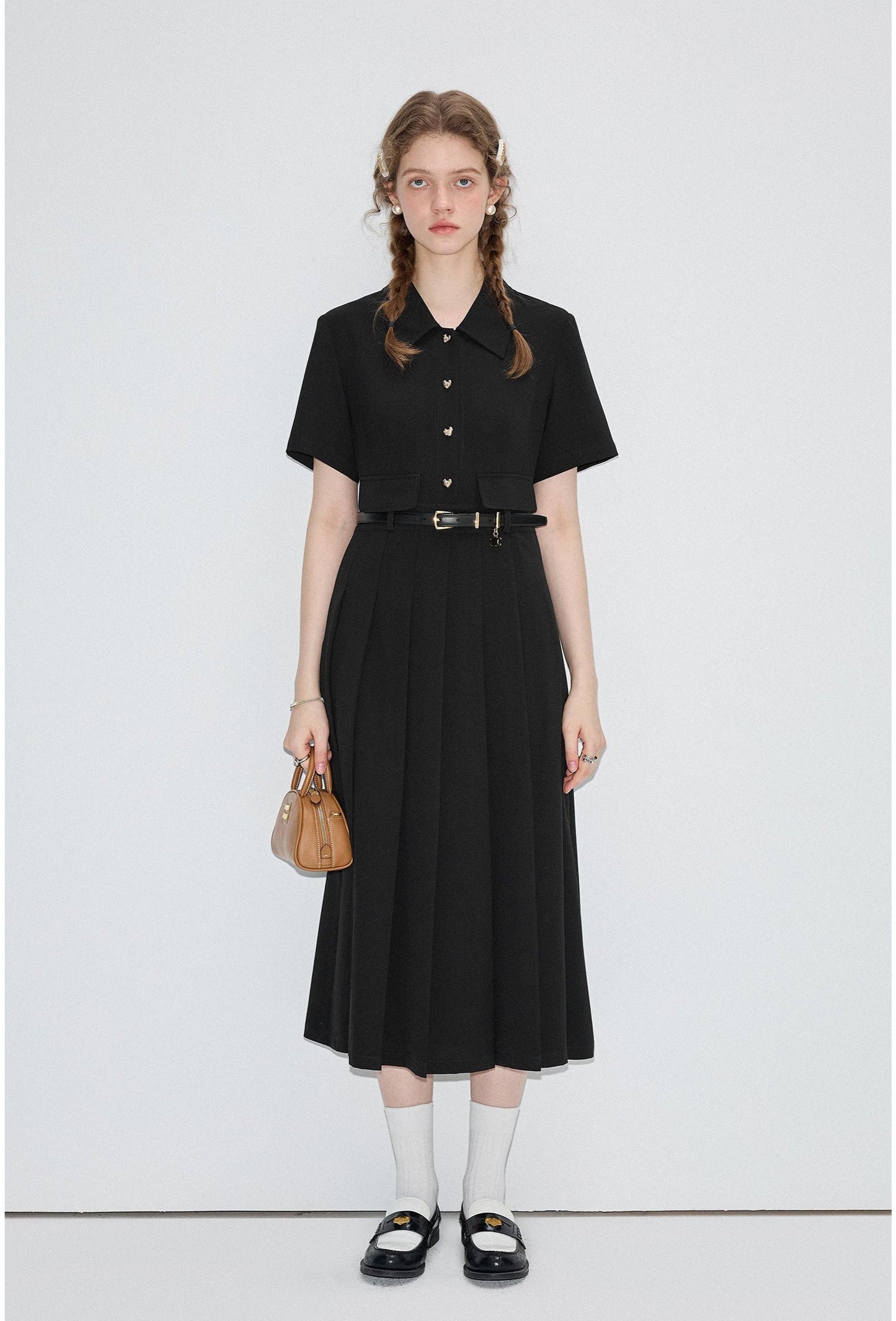 Pleated shirt dress