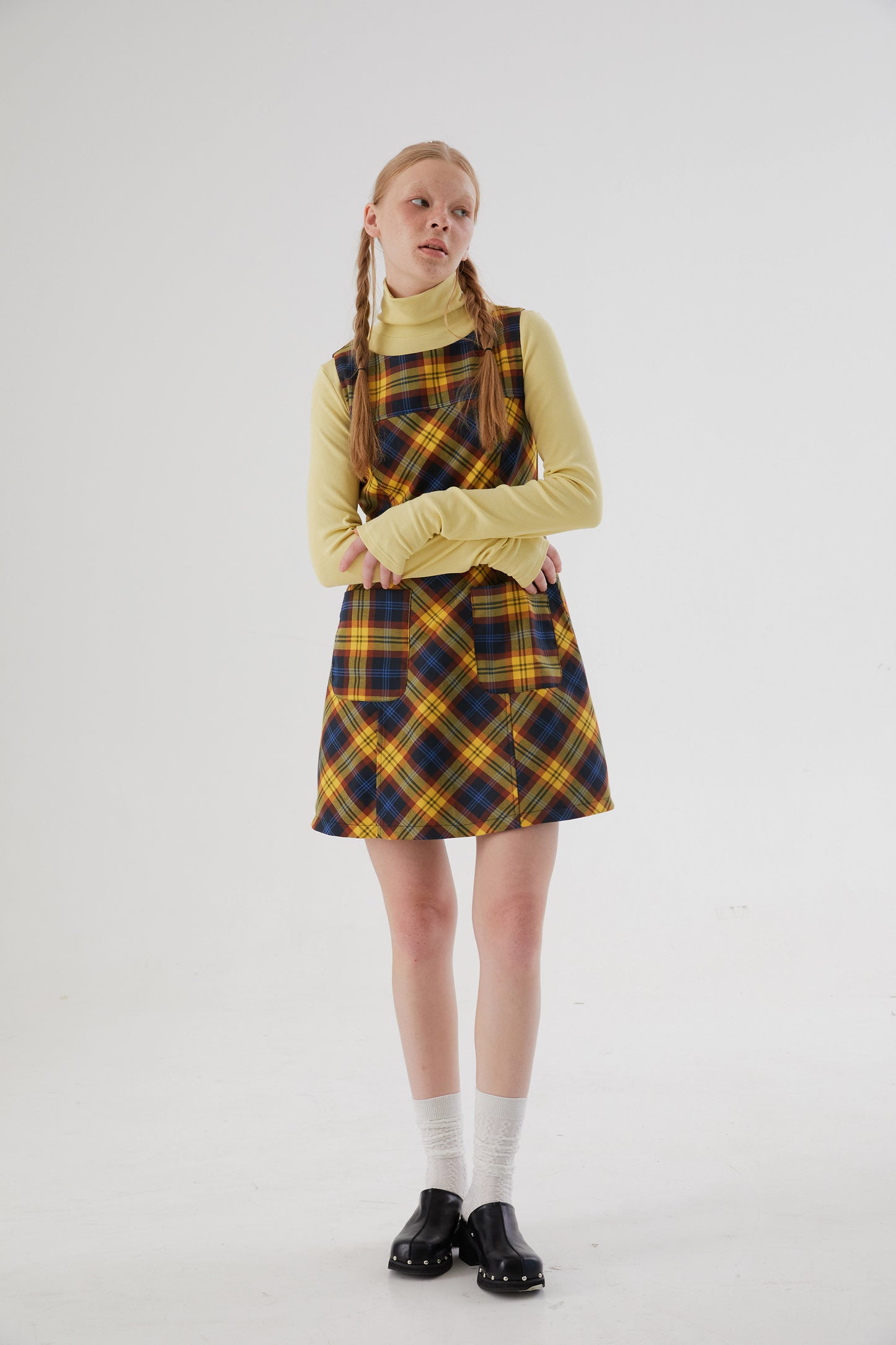 Girly Check Yellow Pattern A-line Best Dress